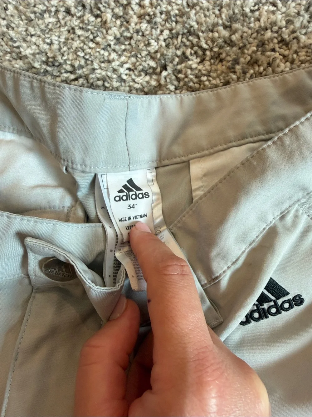 adidas Men’s Light Khaki Athletic Shorts with Black Logo